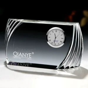crystal desk clock corporate gift award