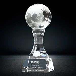 crystal globe pedestal trophy award