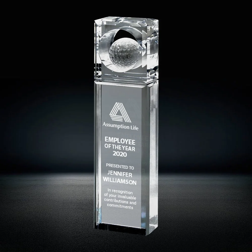 crystal golf ball in the hole tower award