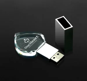 crystal heart shaped USB flash drive