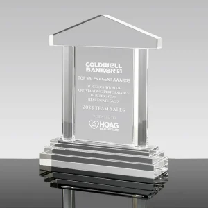 crystal house shaped plaque award
