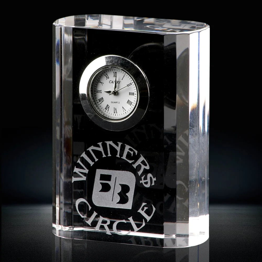 desk clock crystal gift award