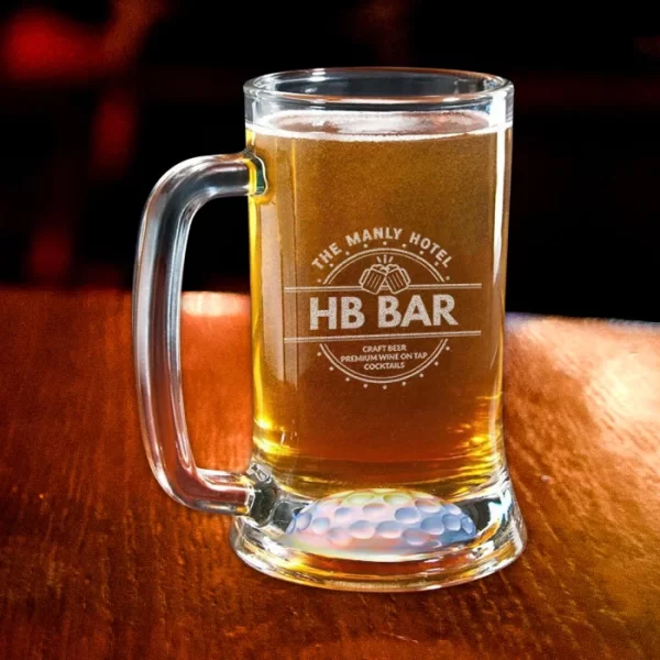 engraved crystal golf ball beer mug