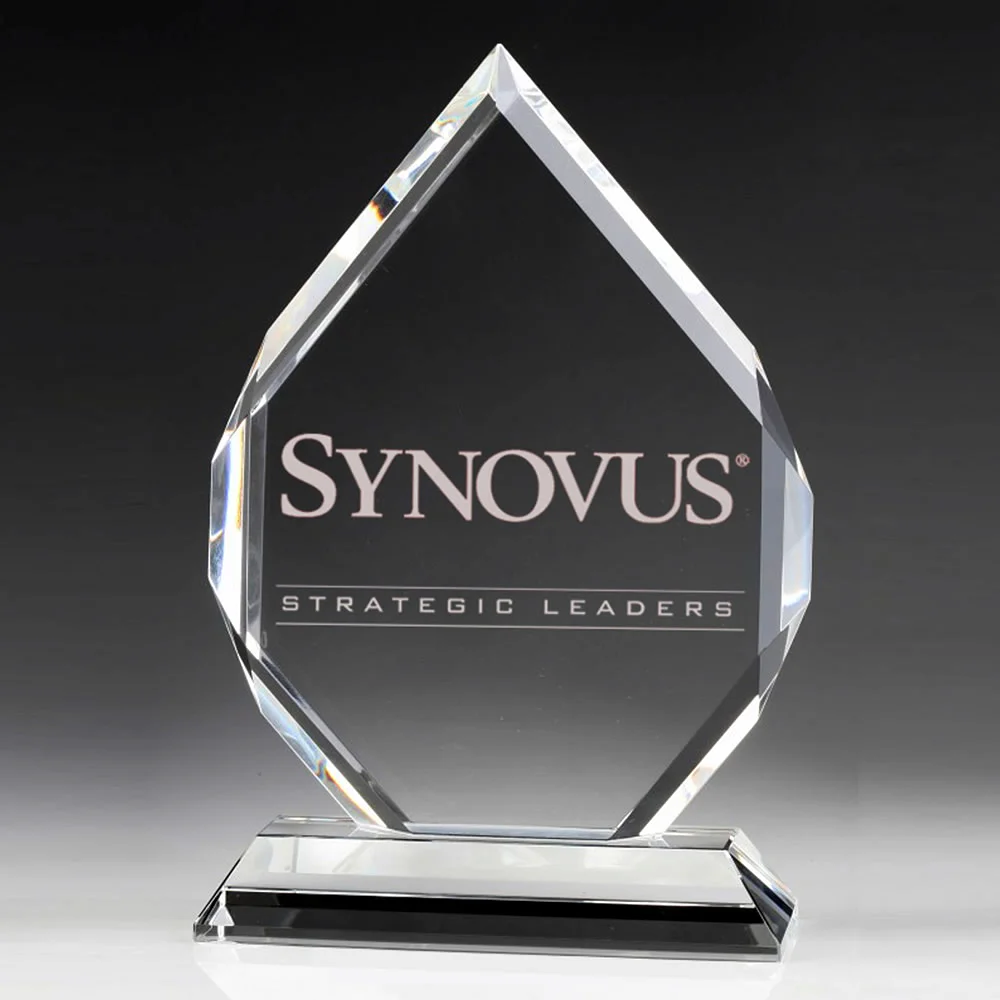 faceted diamond crystal plaque award