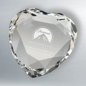 faceted heart crystal paperweight gift