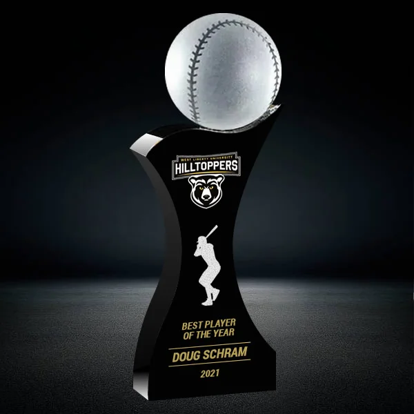 frosted baseball crystal trophy award