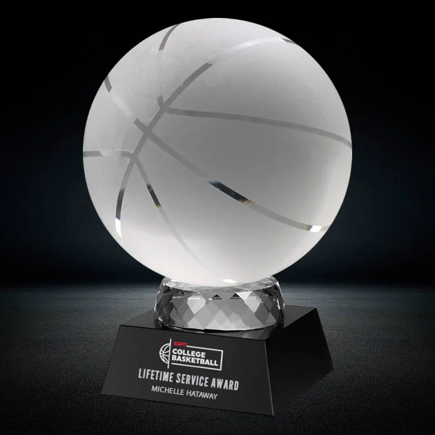frosted basketball crystal award