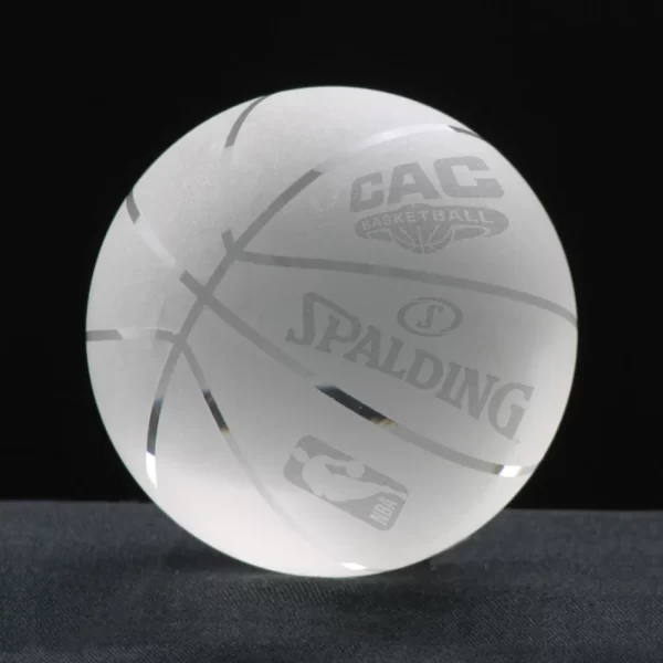 frosted crystal basketball paperweight