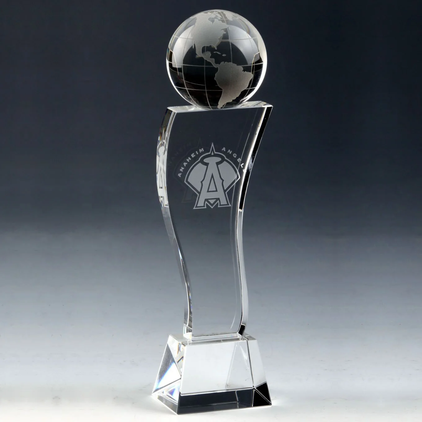 globe crystal tower trophy award