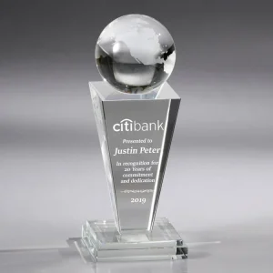globe crystal trophy award
