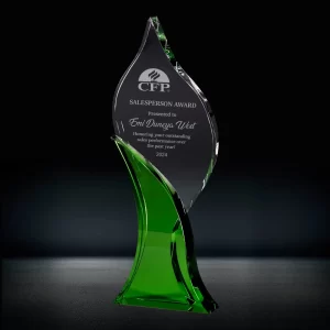 green crystal flame trophy award