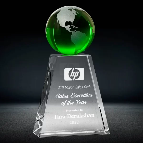 green crystal globe award