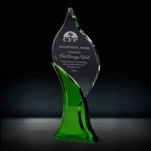 green flame crystal trophy award