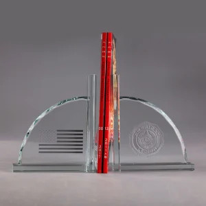 half oval bookends crystal award