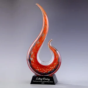 hand blown art glass color swoop award