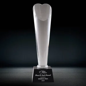 heart crystal tower trophy award