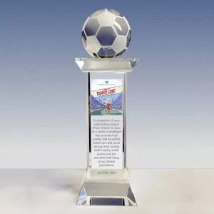 large soccer crystal trophy award