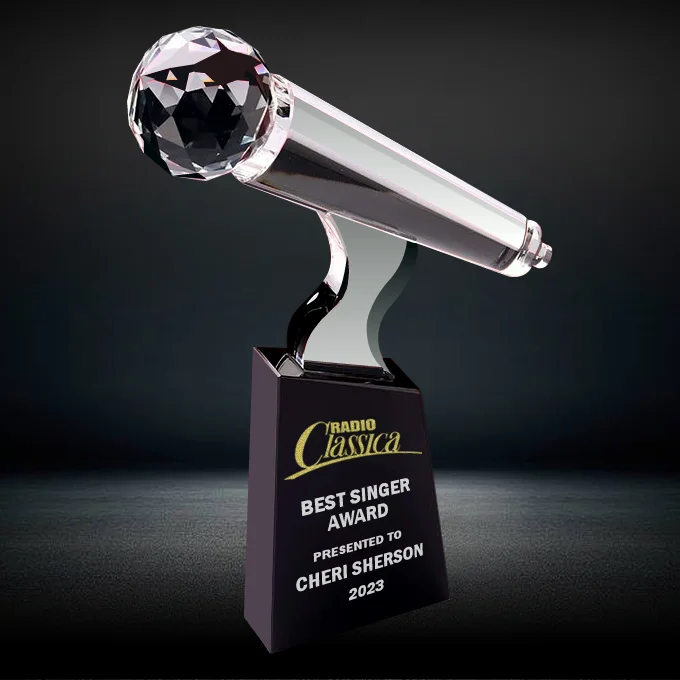 microphone crystal trophy award