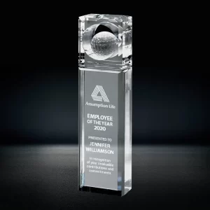 optical crystal golf ball in the hole award