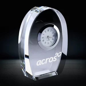 oval crystal desktop clock gift award