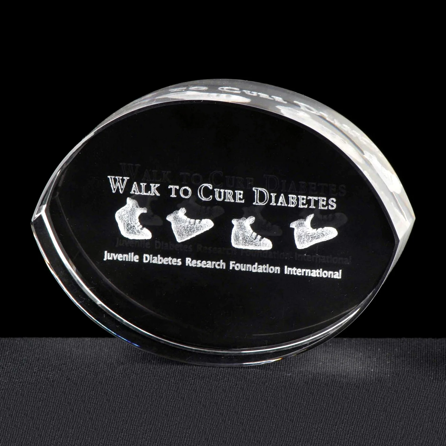 oval crystal paperweight award