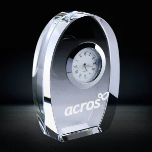 oval shaped crystal desk clock gift award