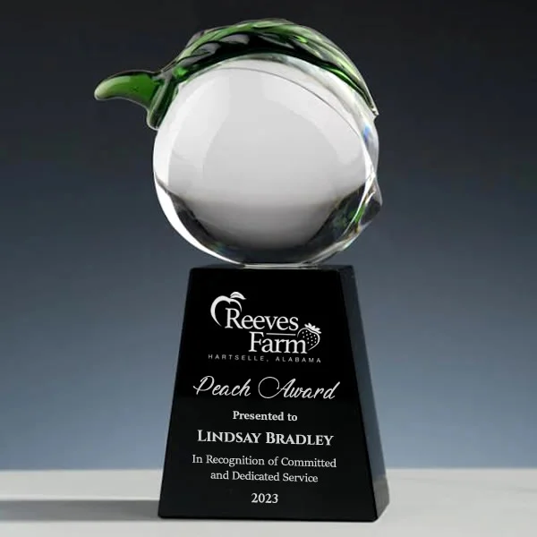 peach crystal trophy award