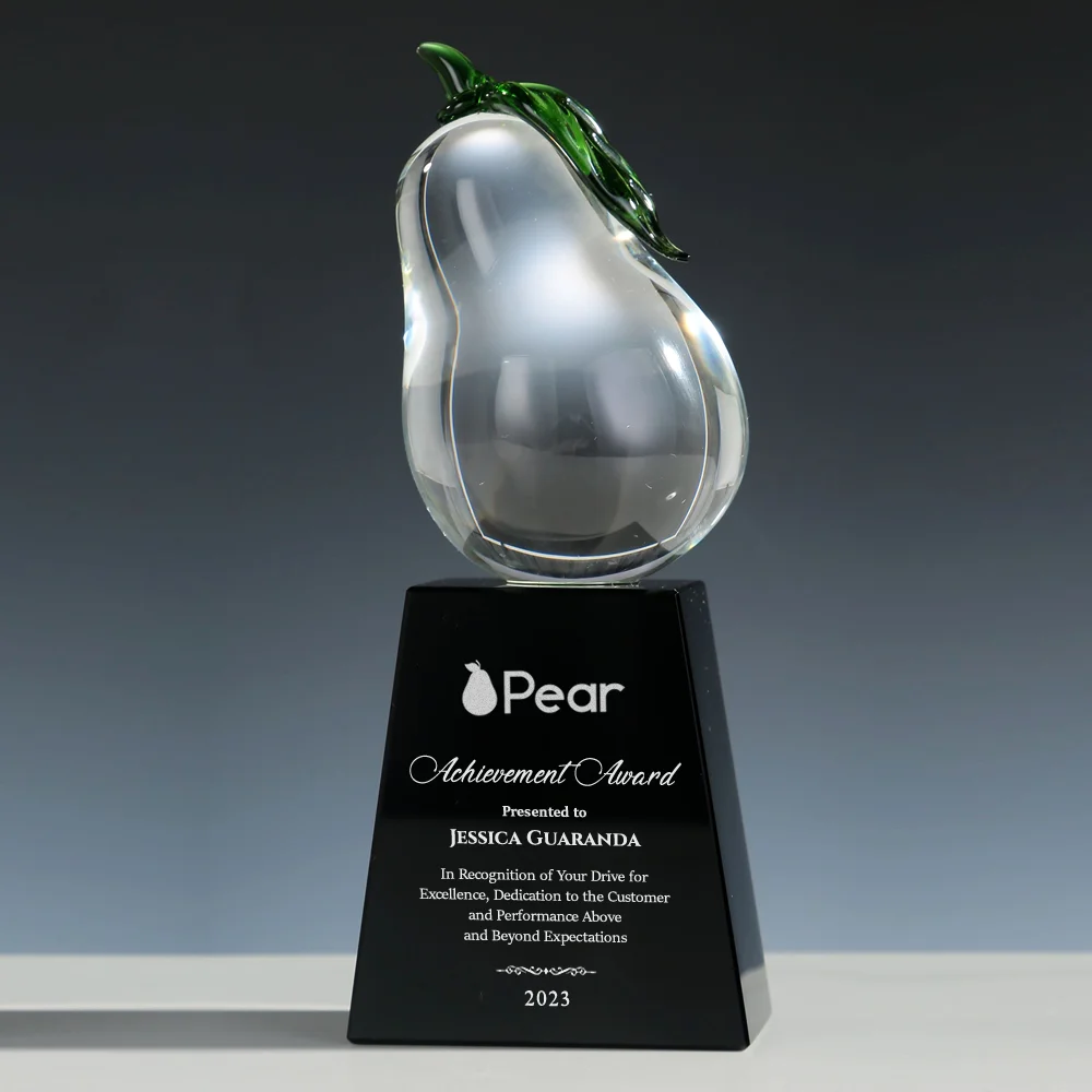 pear crystal trophy award