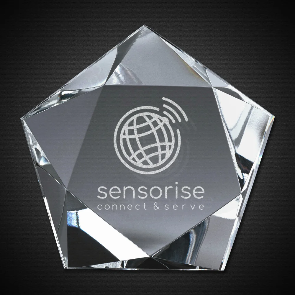 pentagon crystal paperweight award