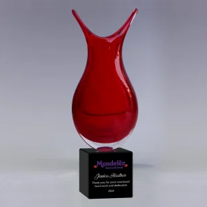 red art glass vase sculpture award