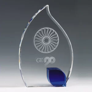 selfstanding crystal leaf plaque award