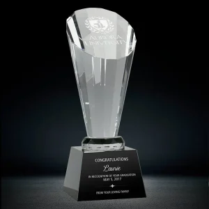 slant top multi faceted crystal trophy award