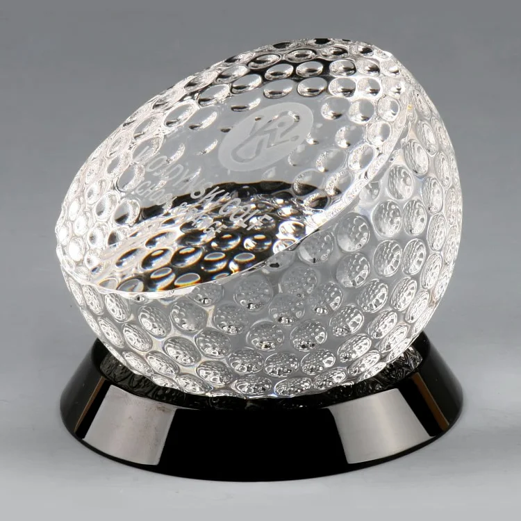 slanted golf ball crystal award