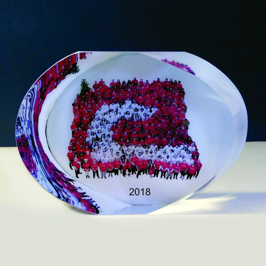 sublimation printed photo crystal award plaque