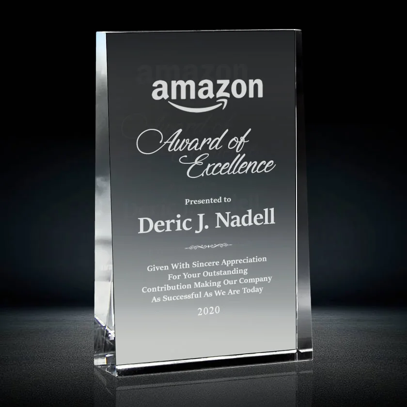 wedge crystal rectangle plaque award