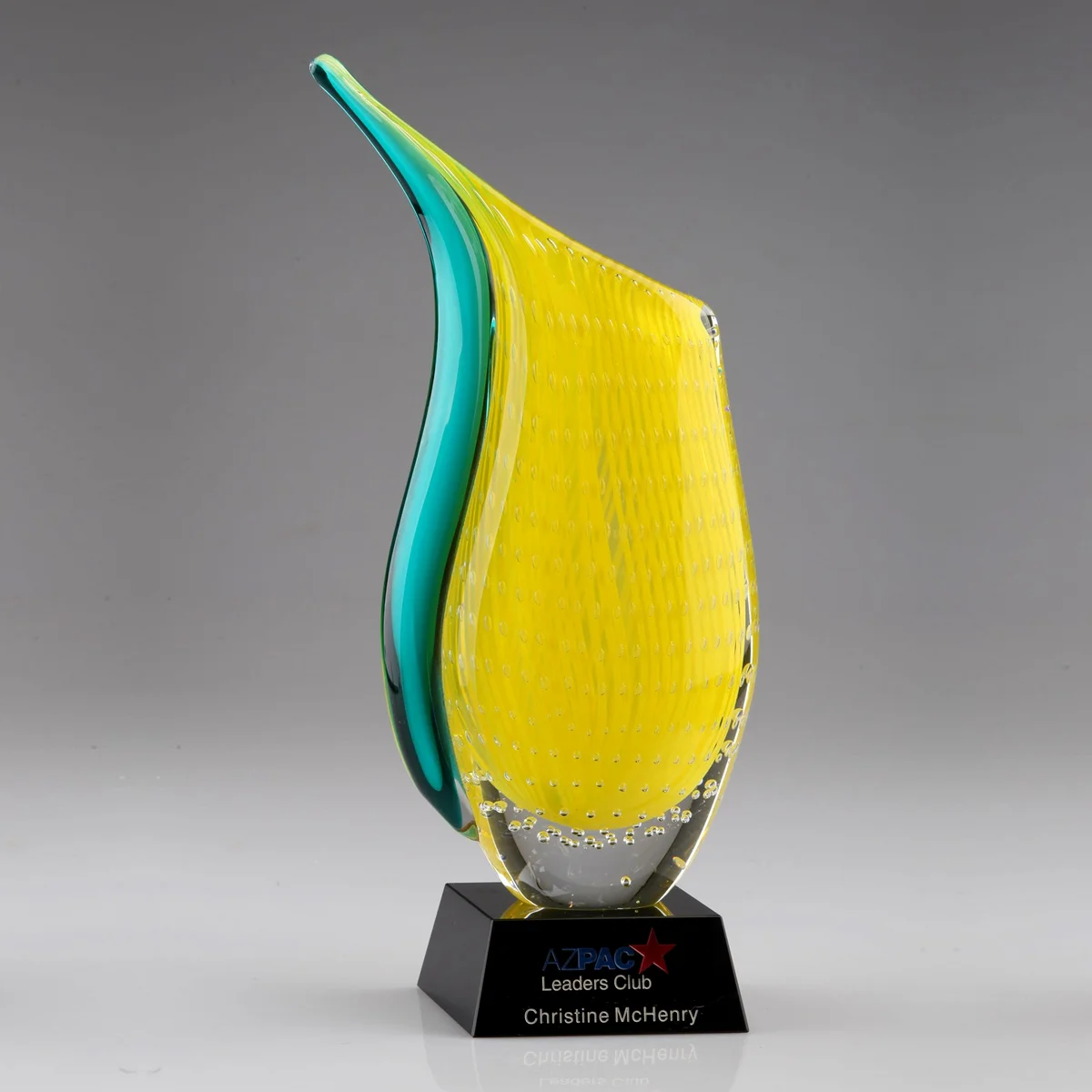 yellow vase art glass award