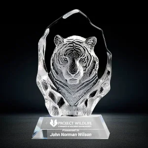 3d tiger crystal award