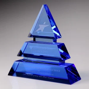 accolade blue crystal pyramid award