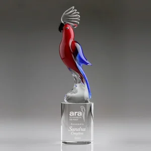 hand blown art glass cockatoo award