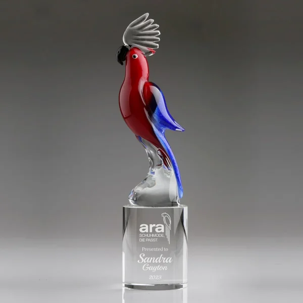 hand blown art glass cockatoo award