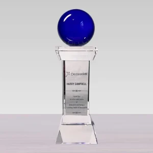 blue crystal sphere trophy award
