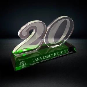 green crystal 20 years of service award