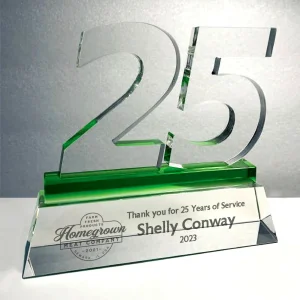 crystal 25 year anniversary award