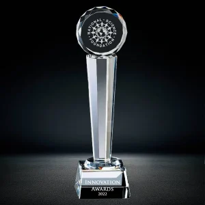 crystal circle on tower trophy award
