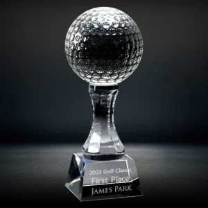 crystal golf ball pedestal trophy award