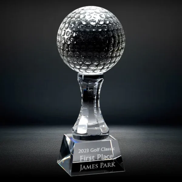 crystal golf ball pedestal trophy award