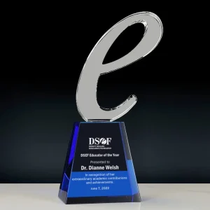 crystal letter E award