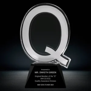 crystal letter Q award