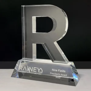crystal letter R award