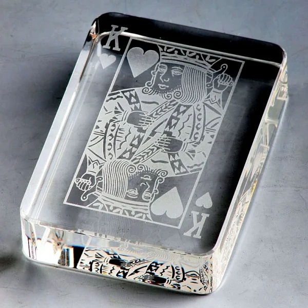crystal playing card paperweight